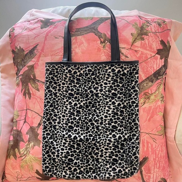 y2k cheetah print faux fur tote bag - Picture 1 of 8